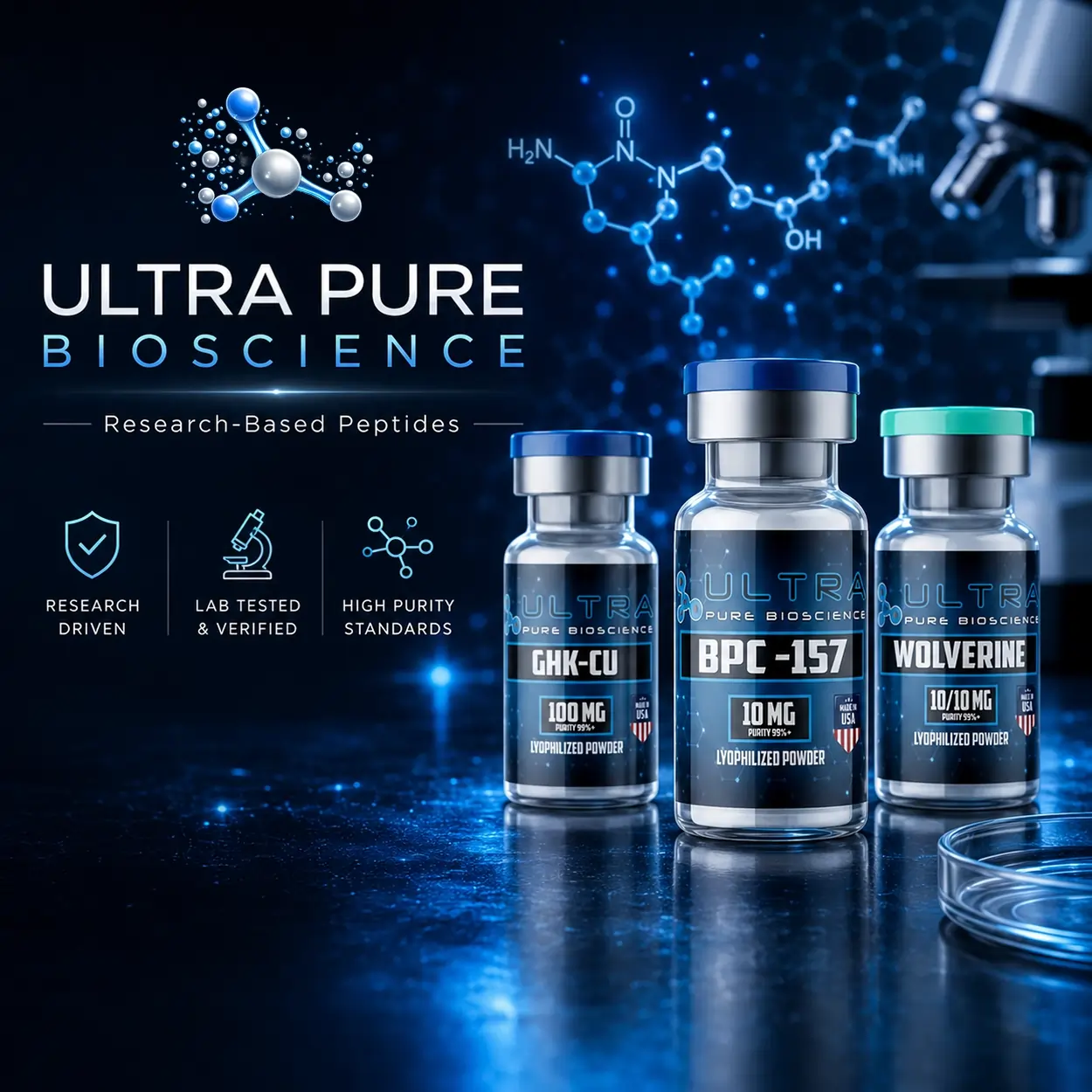 Ultra Pure Bioscience about banner, UPB USA research peptides about page
