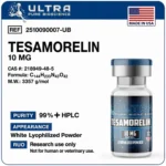 Tesamorelin 10mg peptide vial, Tesamorelin 10mg research peptide by Ultra Pure Bioscience