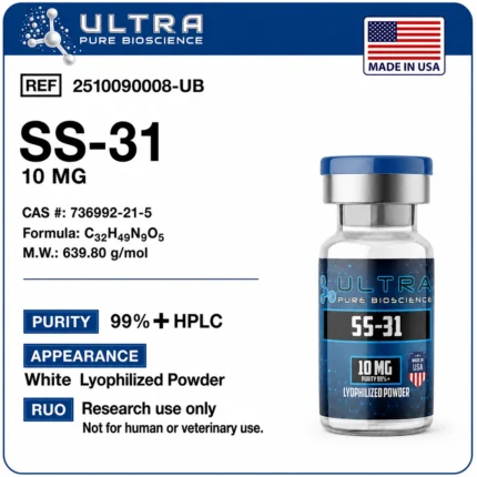 Elamipretide 10mg peptide vial, Elamipretide SS-31 by Ultra Pure Bioscience
