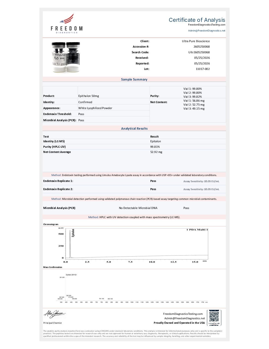 UPB Epithalon 50mg (5mL vial) - Image 2
