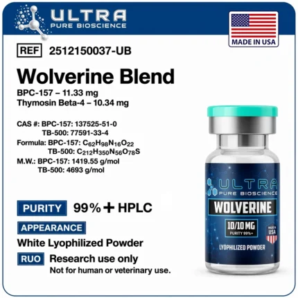 Wolverine blend 10/10mg vial, BPC-157 TB-500 Wolverine peptide by Ultra Pure Bioscience